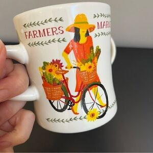 Girlhoodcore Farmers Market Floral Bicycle Ceramic Set of 2 Mugs